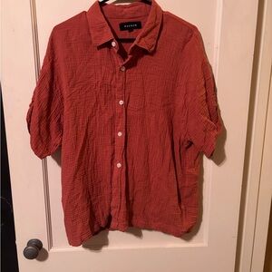 PacSun Men's Relaxed Button-Down in Brick Red